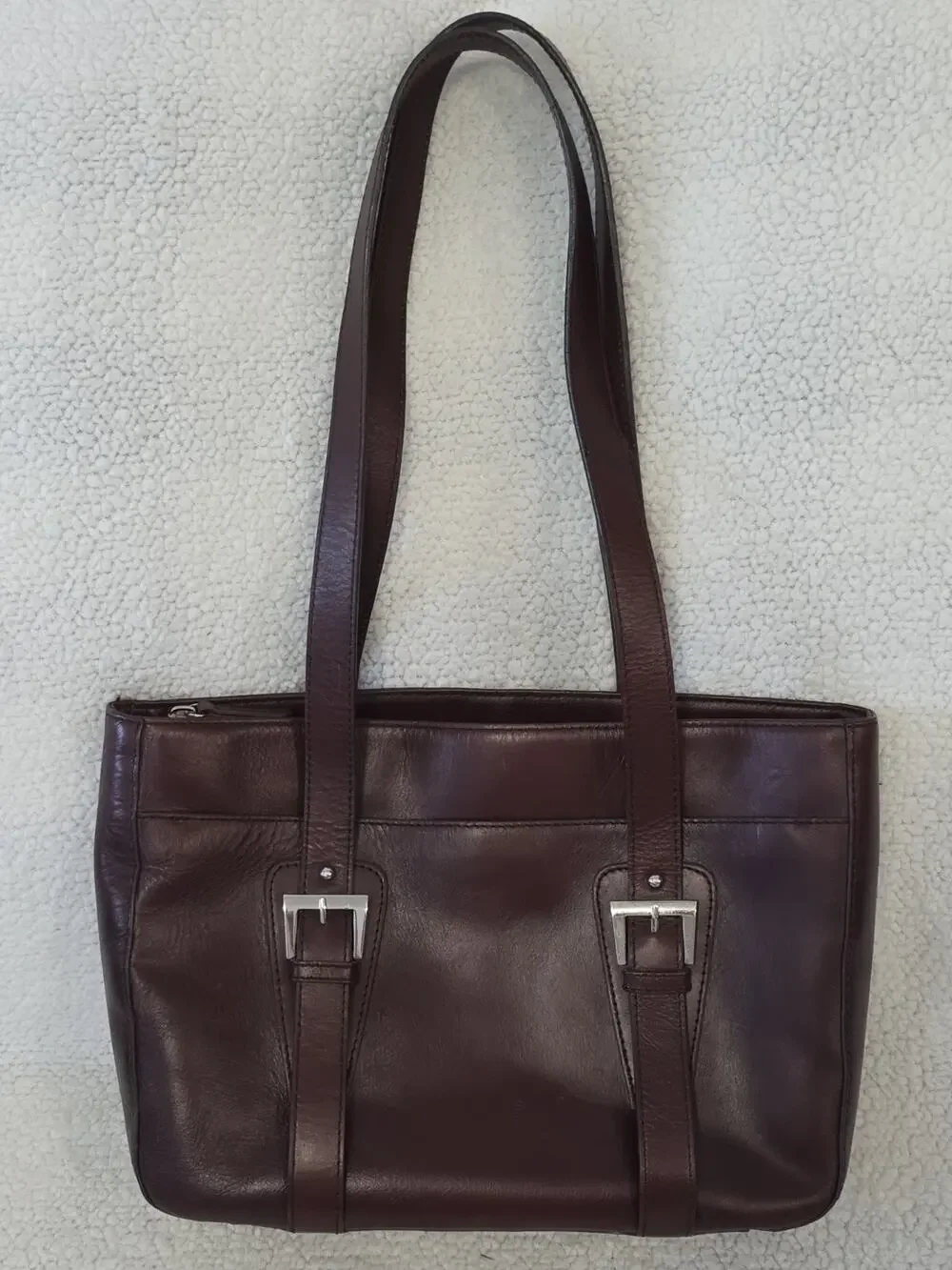 Etienne Aigner Burgundy Leather Tote Shoulder Bag Double Handle Retro Y2K Style